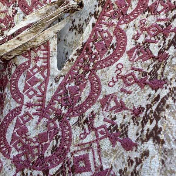 Savanna Jane Embroidered V-Neck Blouse Top Women’s Size Medium Boho Tassels - Picture 3 of 5